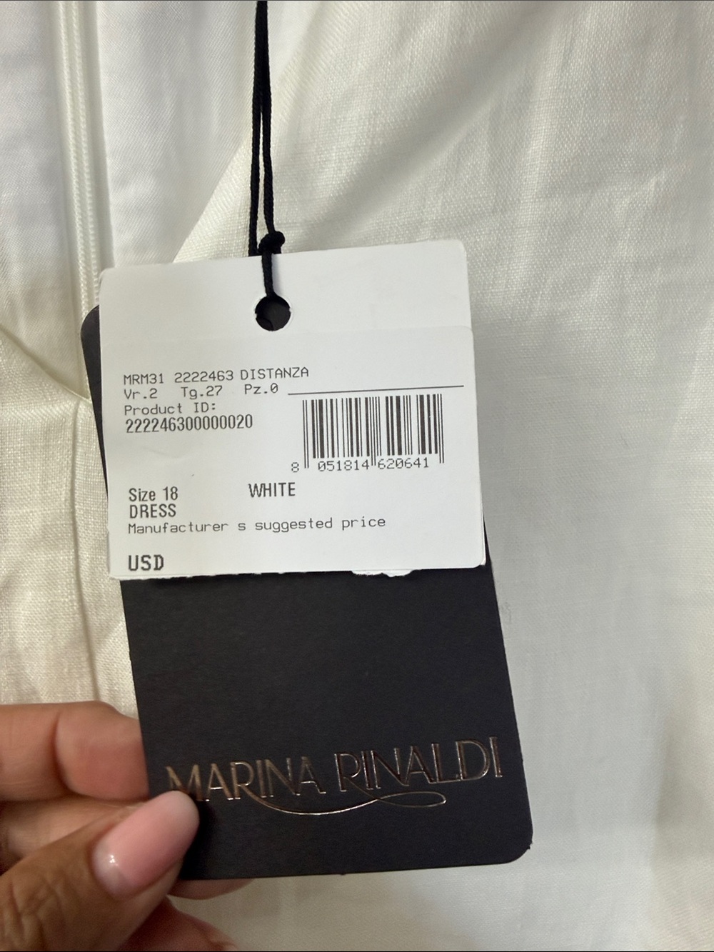 Marina Rinaldi Distanza White Tiered Sleeveless Midi Dress 💯% Linen- NWT -18 - Picture 8 of 10